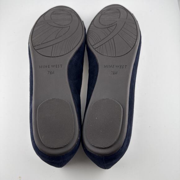 Nine West Benna Navy Blue Suede Leather Flats Ballet Slip on Pumps Size 7.5‎ NWB - Picture 6 of 8